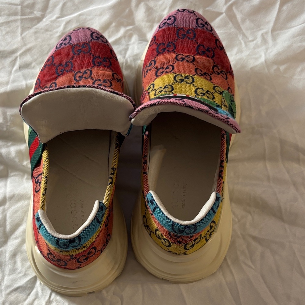 Gucci Rython GG Multi-Color Platform Sneakers Size 8 - Picture 2 of 13